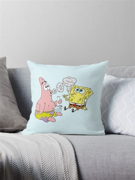 Spongebob And Patrick Smoking Weed Cannabis Cartoon Art Pillow