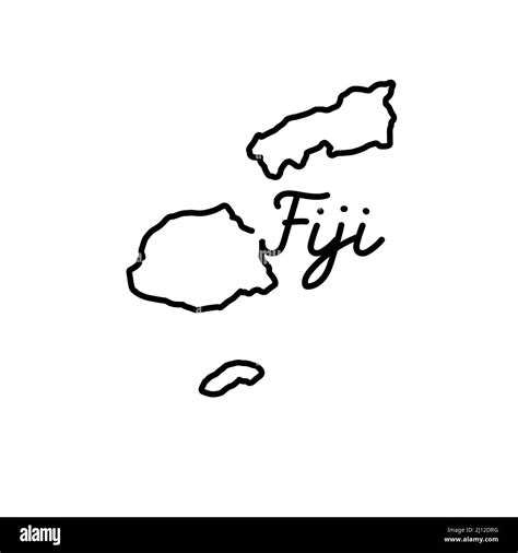 Fiji outline map with the handwritten country name. Continuous line ...