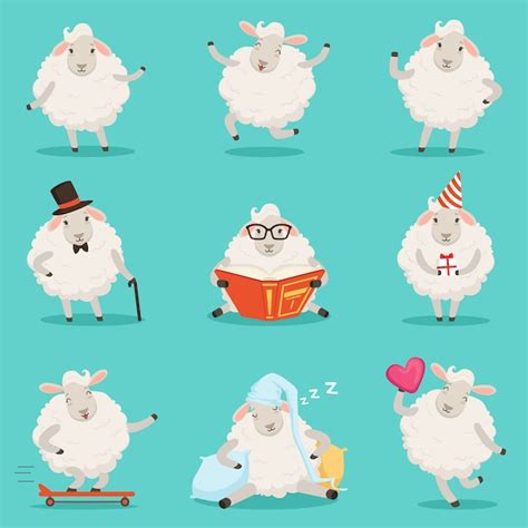 Mignons Petits Personnages De Dessins Anim S De Moutons Pour La