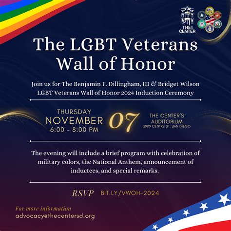 Lgbt Veterans Wall Of Honor 2024 Induction Ceremony The San Diego