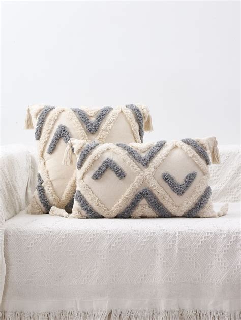 1pc Tufted Tassel Pillow Cover Without Filler Boho Throw Pillows