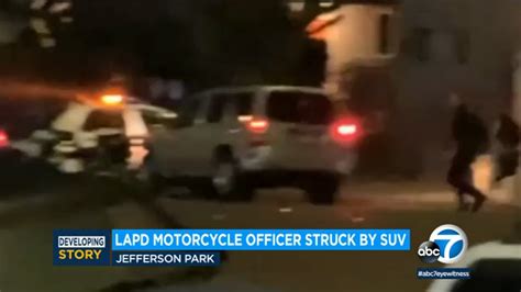 Jefferson Park Crash Lapd Motorcycle Officer Struck By Suv Rushed To