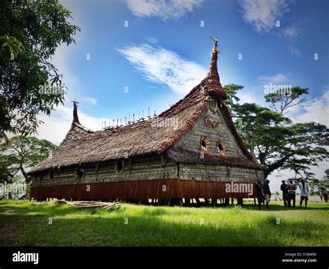 A traditional Spirit House in the Papua New Guinea village of Chambri ...