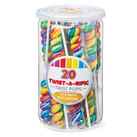 Hilco Twist A Rific Tutti Frutti Flavored Rainbow Twist Lollipops 20