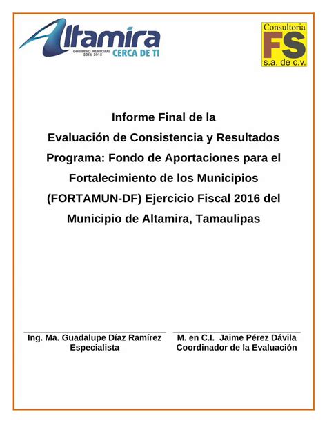 PDF Informe Final de la Evaluación de Consistencia y FINAL