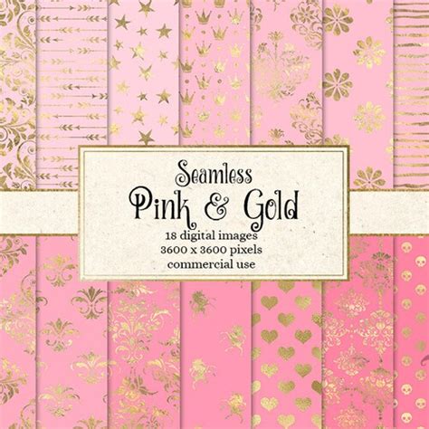 Pink And Gold Princess Digital Paper Seamless Pink And Gold Etsy