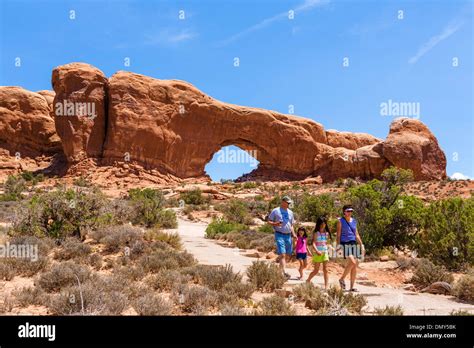 Tourists At North Window Arch The Windows Section Arches National