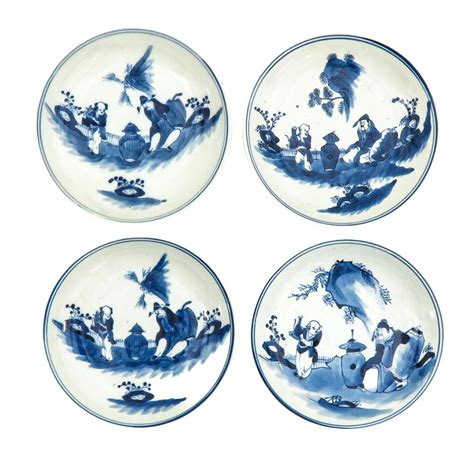 Sold At Auction A Series Of 4 Blue And White Plates