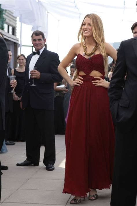 Blake Lively Pleated Burgundy Chiffon Cut Out Prom Dress Gossip Girl Fashion Blake Lively