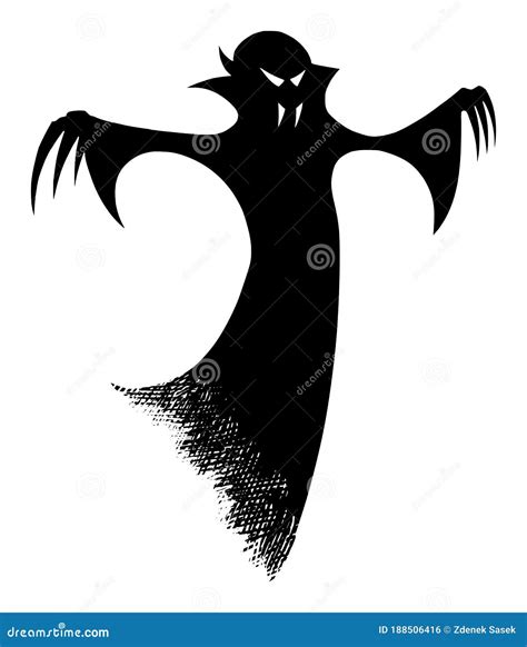 Vector Illustration Of Black Silhouette Of Creepy Or Spooky Halloween ...