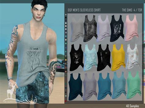 Dansimsfantasys Mens Sleeveless Shirt Sims 4 Male Clothes Sims 4 Clothing Sims 4