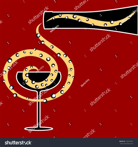 Wine Pouring Into Wine Glass Vector Stock Vector Royalty Free 136374941