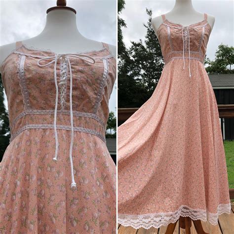 S Gunne Sax Peach Floral Sundress Sz S M S Maxi Dress Dress Skirt