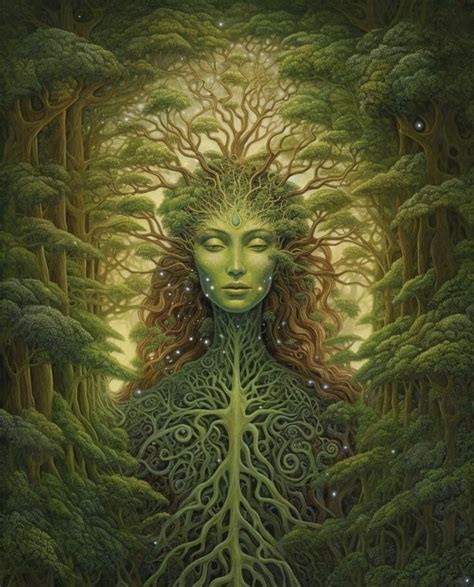 A Woman S Face Is Surrounded By Trees