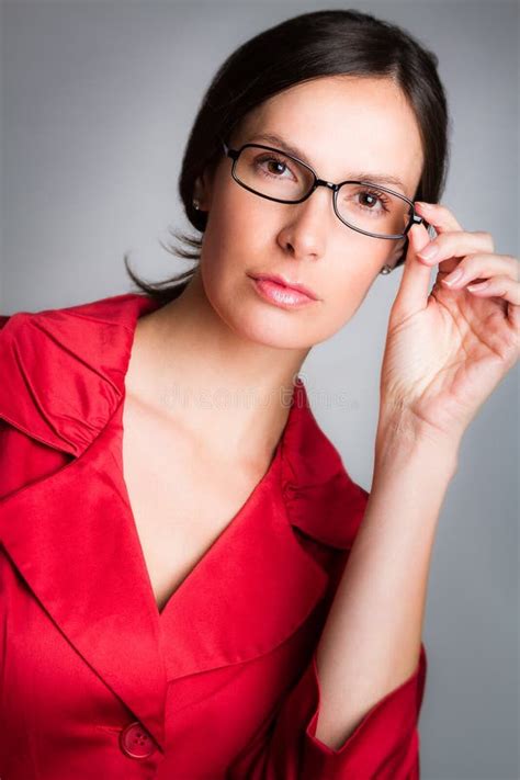 Businesswoman Wearing Glasses Stock Image Image Of Hand Brunette 96492907