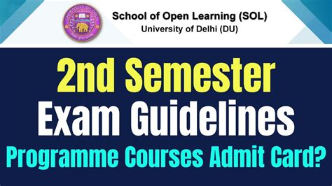 Du Sol Nd Semester Admit Card Released Sol Exam Guidelines