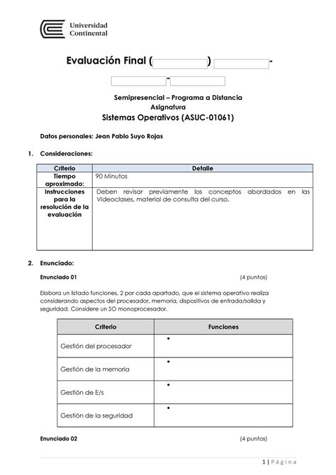 Examen Final Sistemas Operativos 2021 20A Evaluación Final