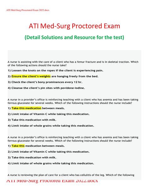 SOLUTION Ati Med Surg Proctored Exam 2022 Studypool