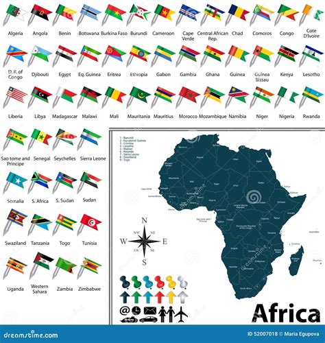 Maps with flags of Africa stock vector. Illustration of egypt - 52007018