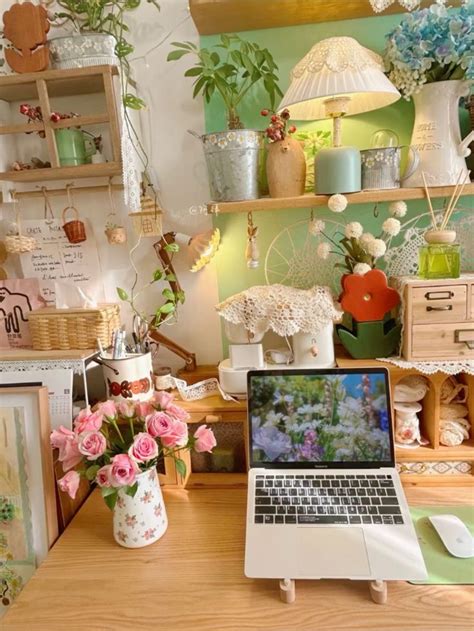 Xiaohongshu Aesthetic Desk Decor Inspo Idea Cottagecore Colorful