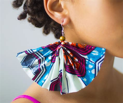 Diy Big Fan Shaped Dangle African Wax Earring Check For Instructions Fabric