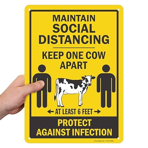 SmartSign 14 X 10 Inch Maintain Social Distancing Keep One Cow Apart