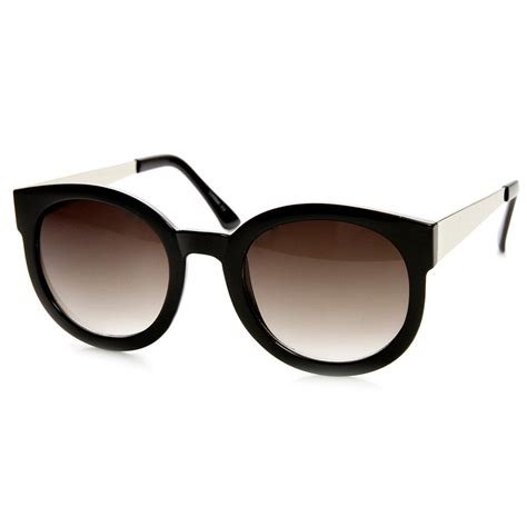 Womens Oversized Metal Temple Bold Round Sunglasses Sunglassla