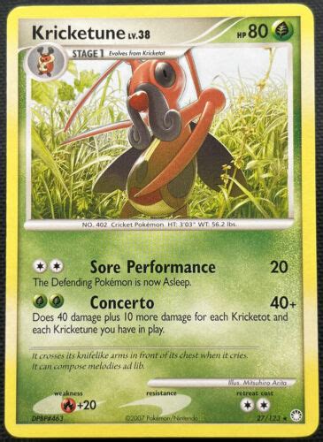 KRICKETUNE 27 123 Mysterious Treasures Rare Pokemon Card LP