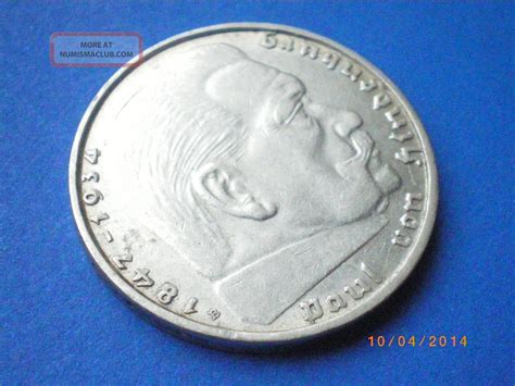 Germany Third Reich Reichsmark Swastika Hindenburg Issue