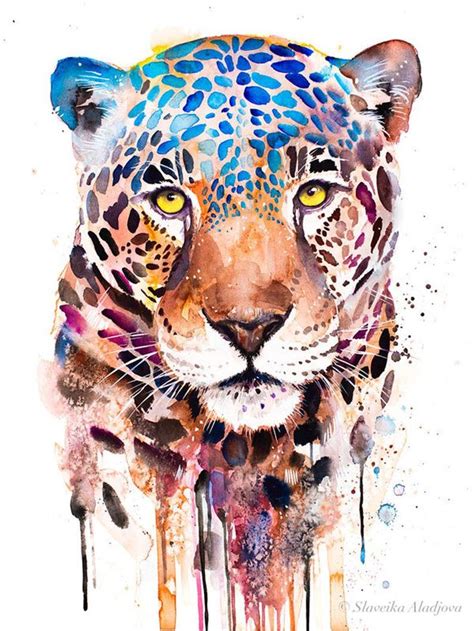 Jaguar Panther Watercolor Painting Print by Slaveika Aladjova, Art ...