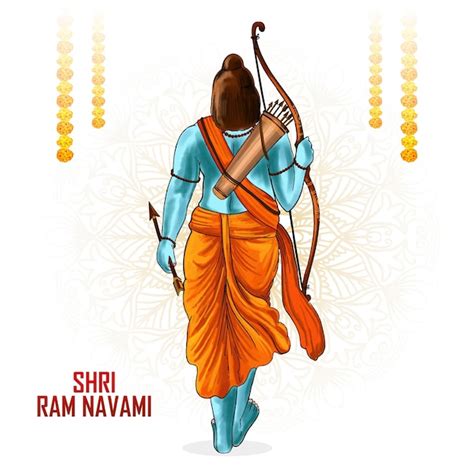 Free Vector Shri Ram Navami With Bow An Arrow Card Background