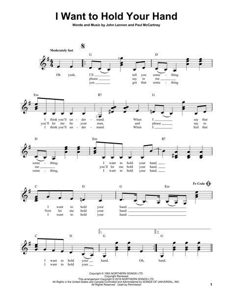 I Want To Hold Your Hand Sheet Music By The Beatles Easy Guitar 170333