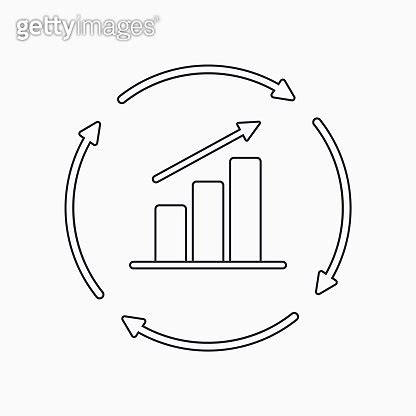 Continuous Growth Line Icon Growth Chart With Circular Arrows Flat