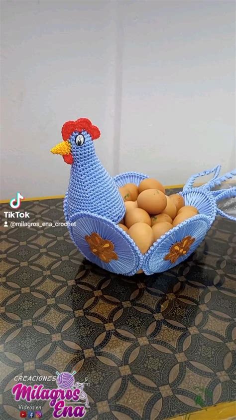 Frutero Y Gallina Porta Huevos Tejidos A Crochet Y Hechos Con Cds Y