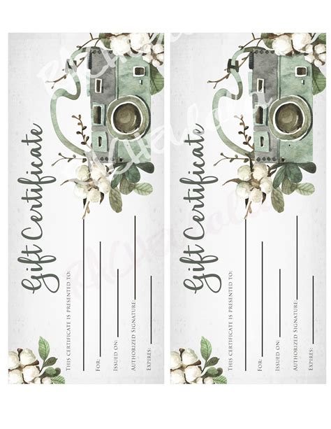 Printable Photography Gift Certificate Template Spring Photo - Etsy