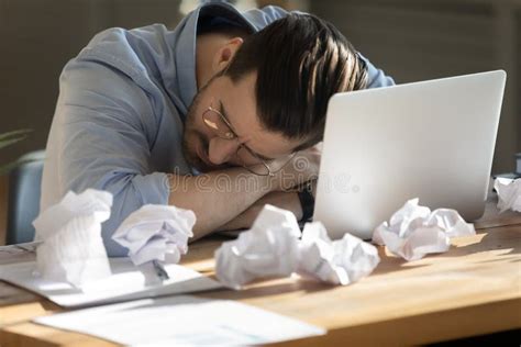 Overworked Employee Fell Asleep In The Office Stock Photo Image Of