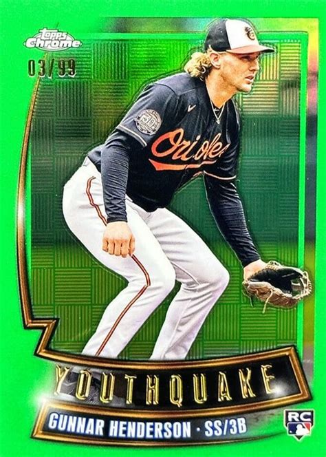 Gunnar Henderson 2023 Topps Chrome YQ 18 Youthquake Green Refractor