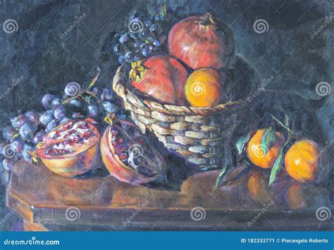 Fruit Oil Painting in a Basket Stock Image - Image of painter, bright ...