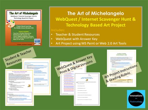 The Art Of Michelangelo Webquest Technology Art Project