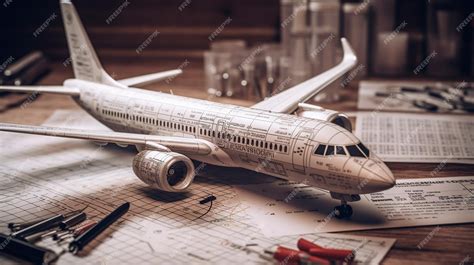 Premium Photo Airplane Technical Drafting Concept Generative Ai