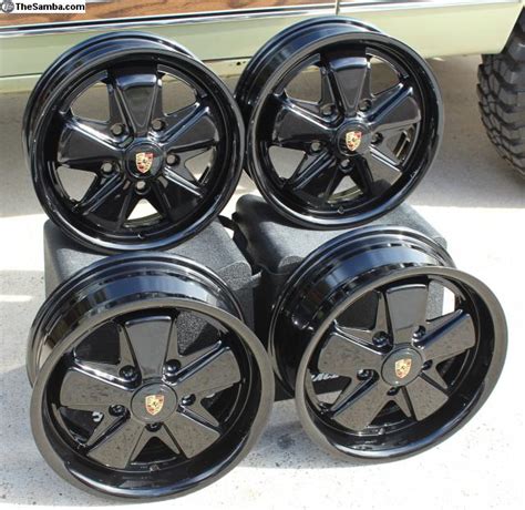 TheSamba VW Classifieds AVW Piano Gloss Black VW Fuchs Wheel Set