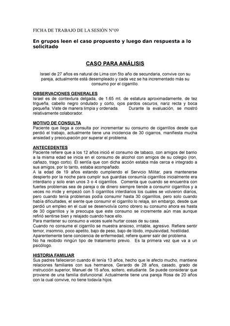 Ficha DE Trabajo DE LA Sesión 9 FICHA DE TRABAJO DE LA SESIÓN N En