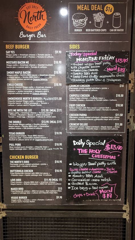 Menu At North Sandwiches And Burger Bridge St Cafe Sydney Shop 1A 2