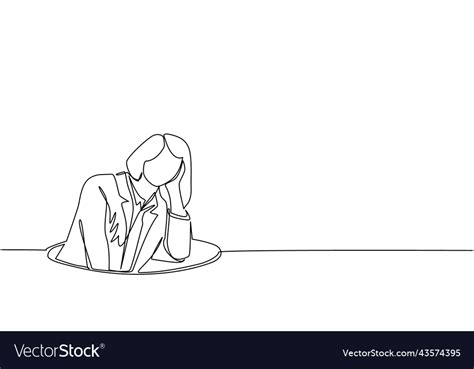 Single Continuous Line Drawing Businesswoman Vector Image