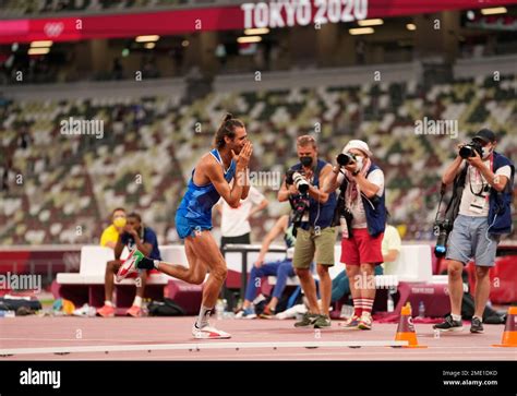 Gianmarco Tamberi Of Italy Reacts After He Wins Joint Gold With Mutaz