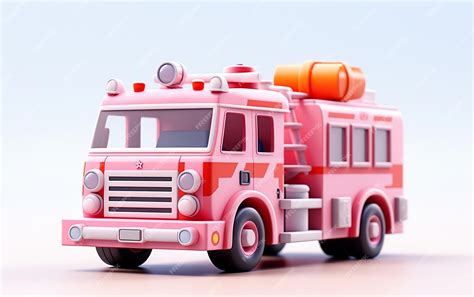 Premium Ai Image Tiny Cute Isometric Fire Truck Emoji Soft Design