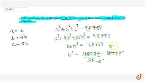 Three Numbers Are In The Ratio 1 2 3 The Sum Of Their Cubes Is