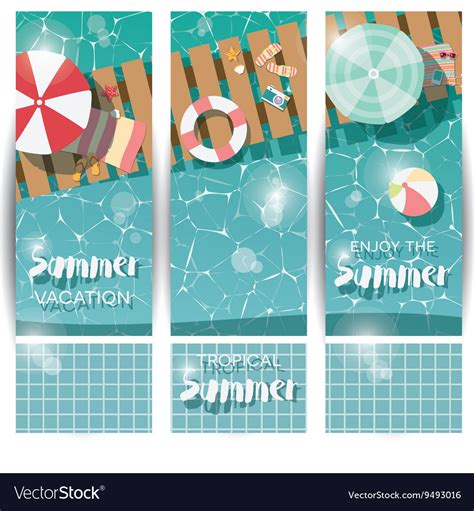 Three Vertical Banners With Swimming Pool Vector Image