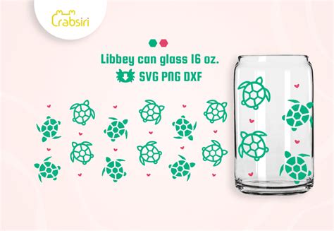 Sea Turtle Libbey Can Glass 16oz Svg Crabsiri