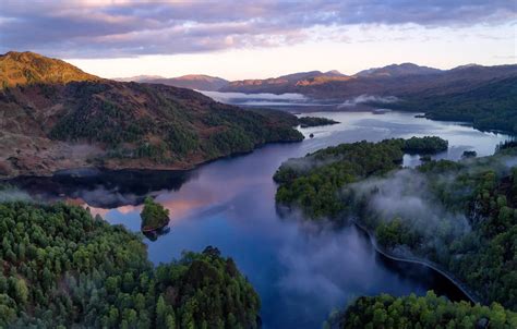 Wallpaper Forest Mountains Lake Scotland Panorama Scotland The